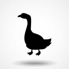 the silhouette of a goose on white background vector icon
