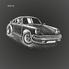 Sport car hand drawn vector illustration. Chalk sketch style