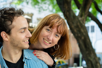 Fototapeta premium Happy couple in love outdoor.