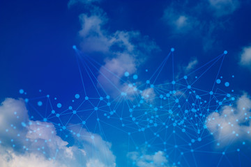 technology network internet connetion data with blue sky cloud