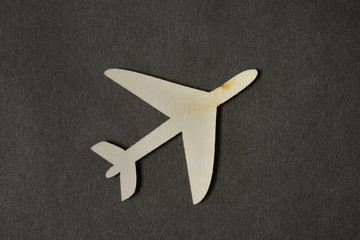 the plane figure which is cut out from a tree against a dark background