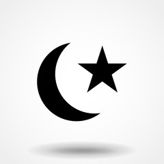 Star and crescent - symbol of Islam flat icon for apps and websites