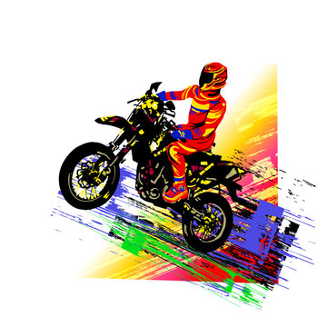 Motocross rider. Colorful vector illustration