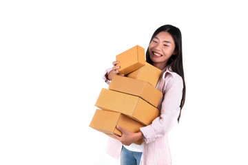 woman holding parcel box