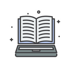 E-Learning book line icon on white background for graphic and web design, Modern simple vector sign. Internet concept. Trendy symbol for website design web button or mobile app