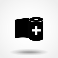 bandage icon. Simple filled bandage icon. On white background.