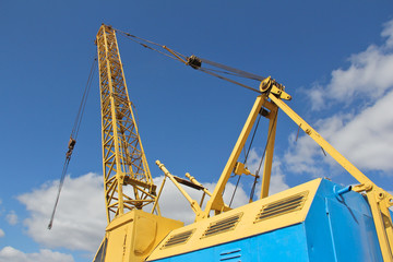 Large crawler crane at a Construction Site at Work. Construction equipment at the construction site.