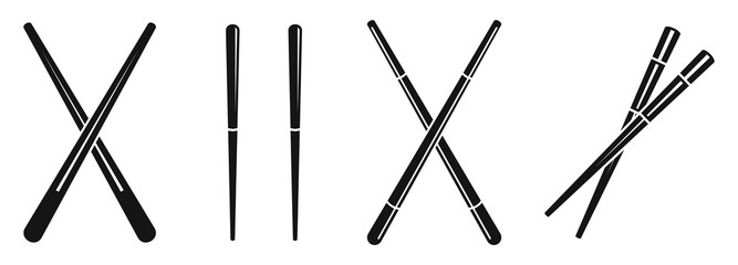 Japanese chopsticks icons set. Simple set of japanese chopsticks vector icons for web design on white background