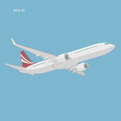 Modern twin engine jet airliner vector illustration.