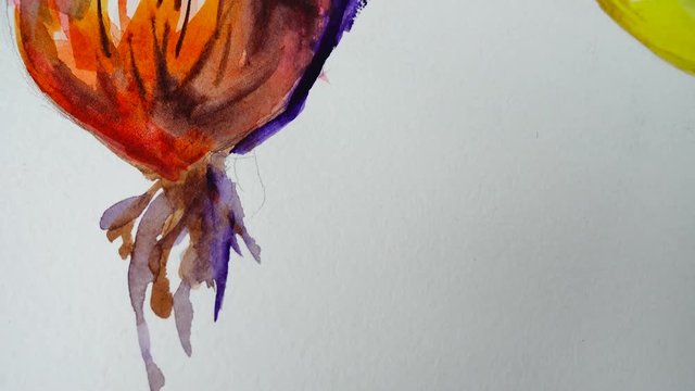 Abstract still life in the form of vegetables. It is drawn with a watercolor.