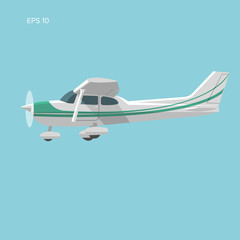 Small plane vector illustration. Single engine propelled passenger aircraft.