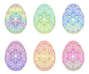 Mandala easter egg set, with varied gradient.