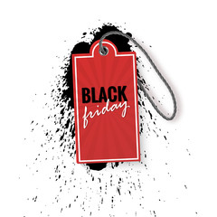 Realistic friday Sale Tag of red color, Label, card for holiday template. Vector illustration
