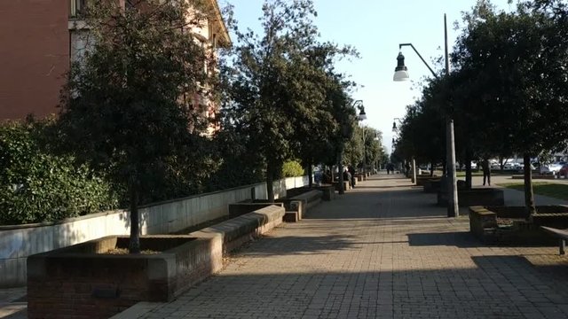 Turin, Piedmont, Italy. February 2019. On the northern outskirts of the city, the Madonna di Campagna railway station. Connect the city to Caselle airport. Managed by GTT. Video at 30fps 4K.