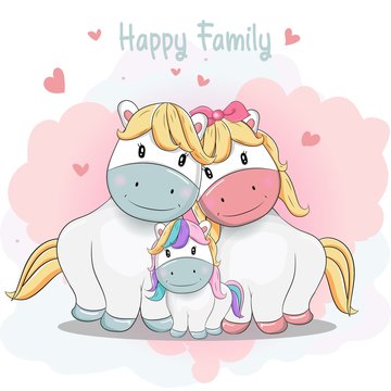 cute cartoon pony family