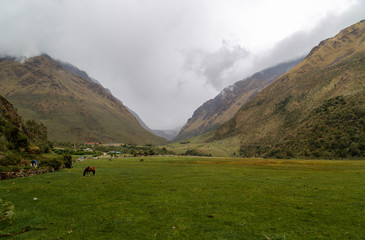 Humantay lake on Salkantay trek ,Peru, located in the Cordillera Vilcabamba, Cusco