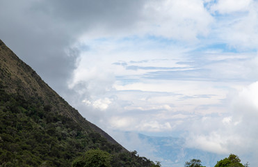 lake Humantay with the mountains in back, in Cusco, Peru.