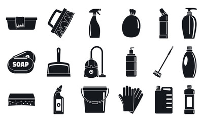 House cleaner equipment icons set. Simple set of house cleaner equipment vector icons for web design on white background