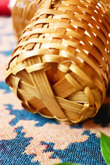 Obraz premium beautiful bamboo basket bottom in a close-up view