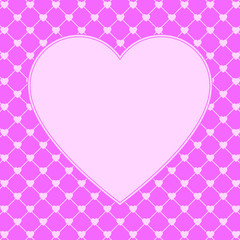 Hearts pattern background with blank space in the shape of heart for text. Valentine's day and Mother's day greeting card - pink, red colors. Banner or invitation