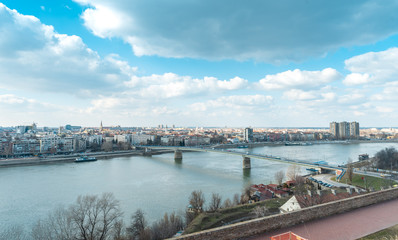 Night panoramic view of the city of Novi Sad