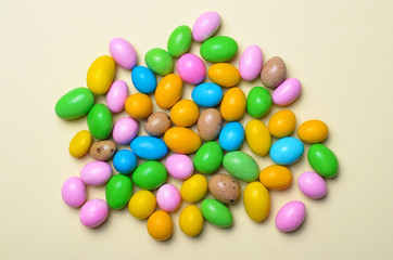 Chocolate Eggs on Bright Background, Sweet Easter Treat