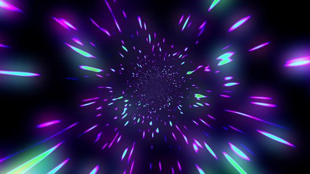 Slow Hyper Warp Neon Stars Tunnel Disco VJ Motion Background