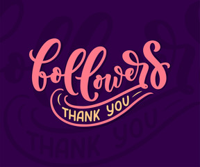 Lettering Followers, great design for any purposes. Banner template. Social network post, vector