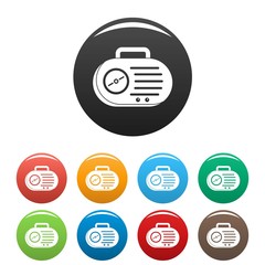 Portable radio icons set 9 color vector isolated on white for any design