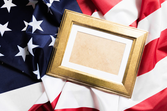 frame on American flag background - Image.