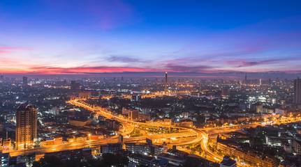 Fototapeta na wymiar Bangkok City twilight top view