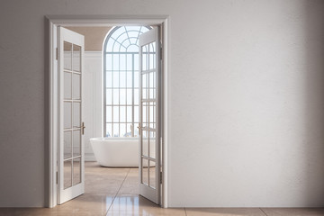 White bathroom with copyspace