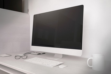 Contemporary desktop with black computer