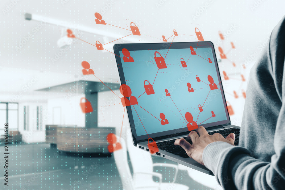 Poster Hacking and phishing concept