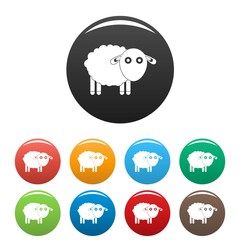Funny sheep icons set 9 color vector isolated on white for any design