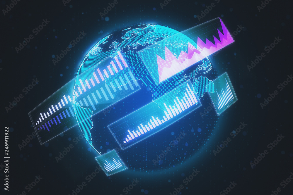 Poster global business and analytics concept