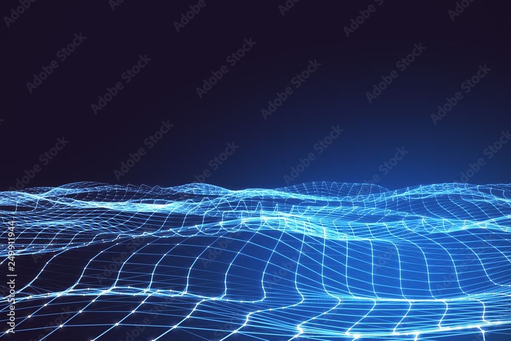 Poster glowing grid background