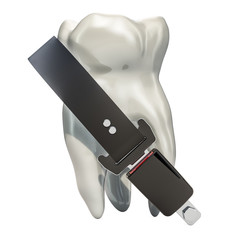 Tooth safety belt, dental insurance concept. 3D rendering