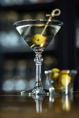 martini cocktail with olives