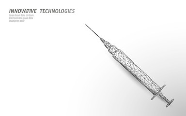 Low poly medical syringe. Polygonal rejuvenating facial injections treatment procedure.Medicine health care banner template vector illustration