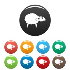 Scared sheep icons set 9 color vector isolated on white for any design