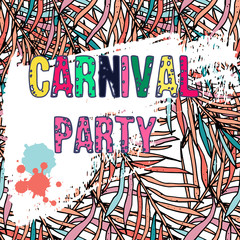 Hand drawn multicolor tropical background and grunge texture for Brazil carnival poster, greeting card, party invitation, banner or flyer. Vector Illustration