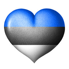 Estonian flag heart isolated on white background. Pencil drawing.