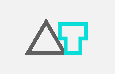 blue grey alphabet letter at a t combination for logo icon design