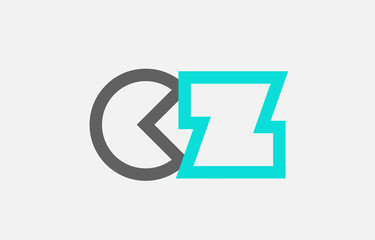 Obraz premium blue grey alphabet letter cz c z combination for logo icon design