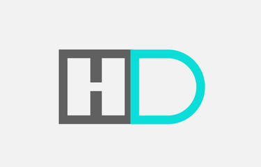 blue grey alphabet letter hd h d combination for logo icon design
