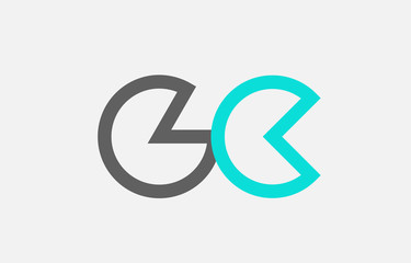 blue grey alphabet letter gc g c combination for logo icon design