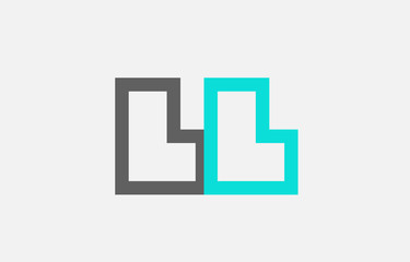 Fototapeta premium blue grey alphabet letter ll l l combination for logo icon design