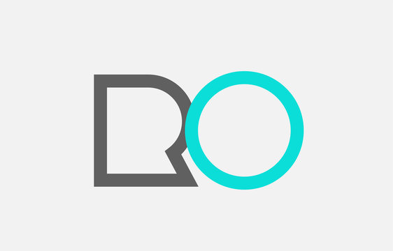 blue grey alphabet letter ro r o combination for logo icon design