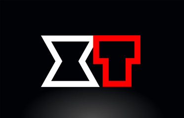 red white alphabet letter xt x t combination for logo icon design